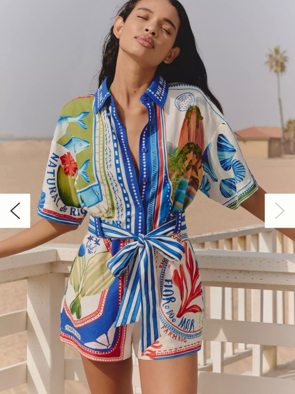 FARM RIO ANTHROPOLOGIE destination Small linen blend Romper NWT - Picture 9 of 9